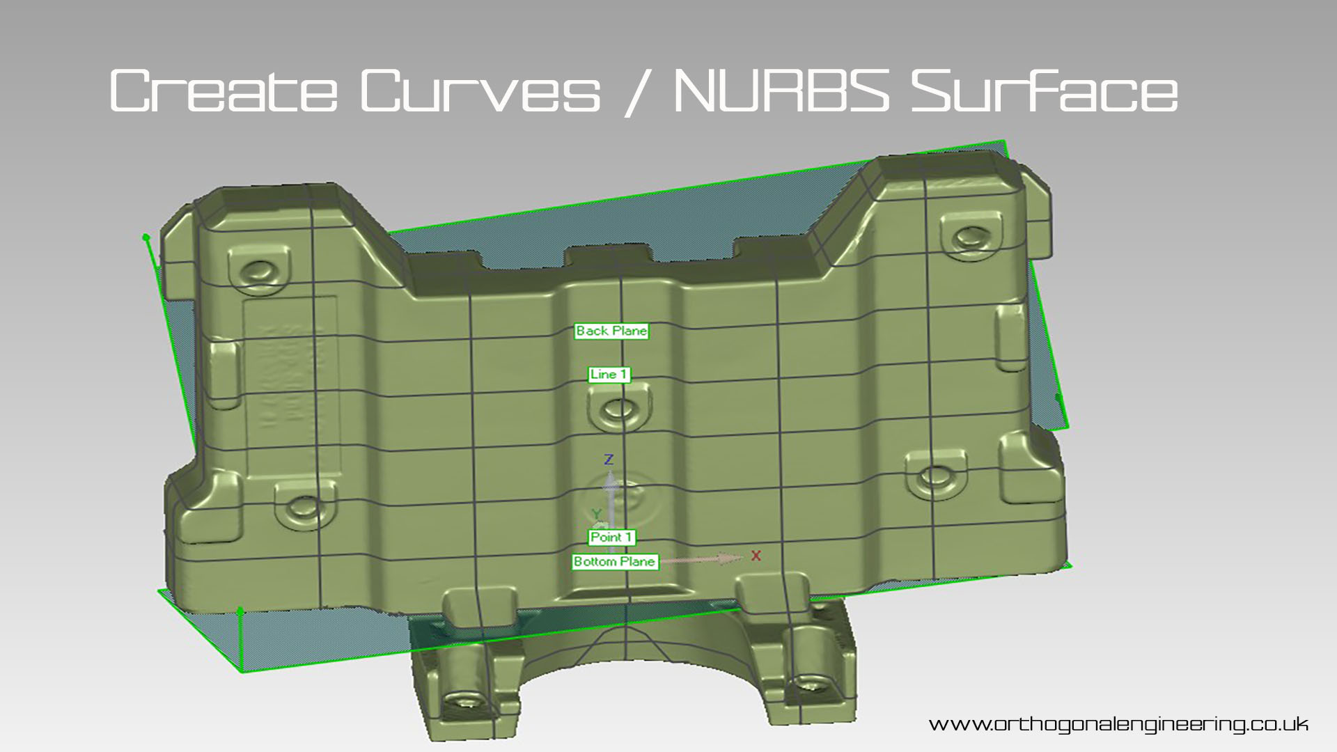 bracket image created from autosurfacing the scanned image to create a NURBS surface 3D object